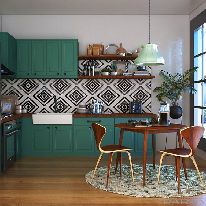 Green kitchen cabinet